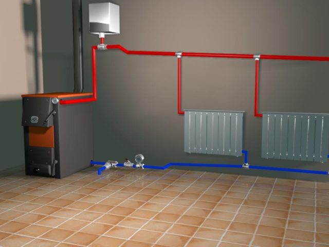 Самотечная система отопления частного дома схема