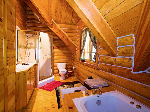 интерьер ванной комнаты в деревянном доме